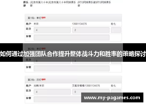如何通过加强团队合作提升整体战斗力和胜率的策略探讨